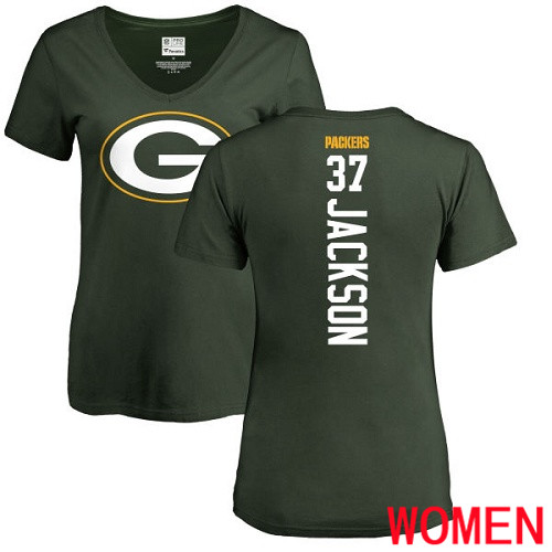 Green Bay Packers Green Women 37 Jackson Josh Backer Nike NFL T Shirt